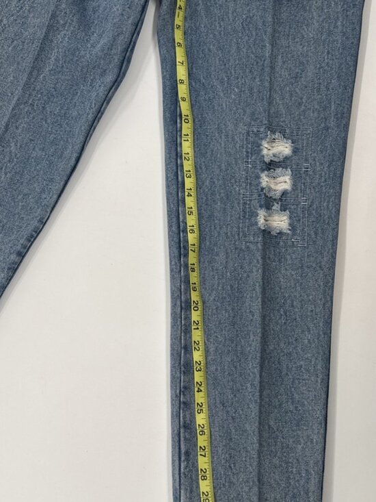 Vintage IOU  Patchwork Jeans Mens 31 Denim Distressed Stone Washed Tapered 31x32 - Picture 13 of 16
